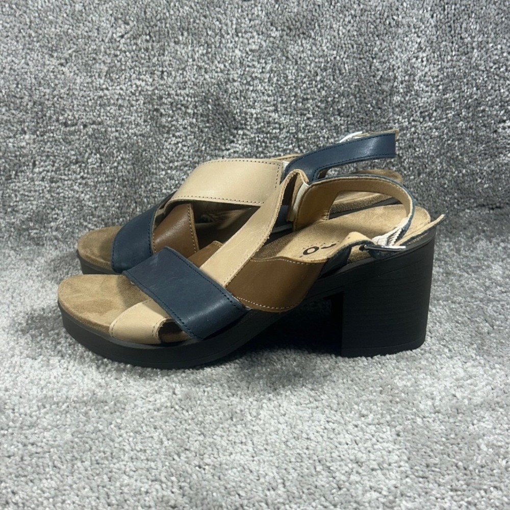 Igi&Co Platform Sandals Navy Tan Colorblock Leather Block Heel Womens 36 Size 6